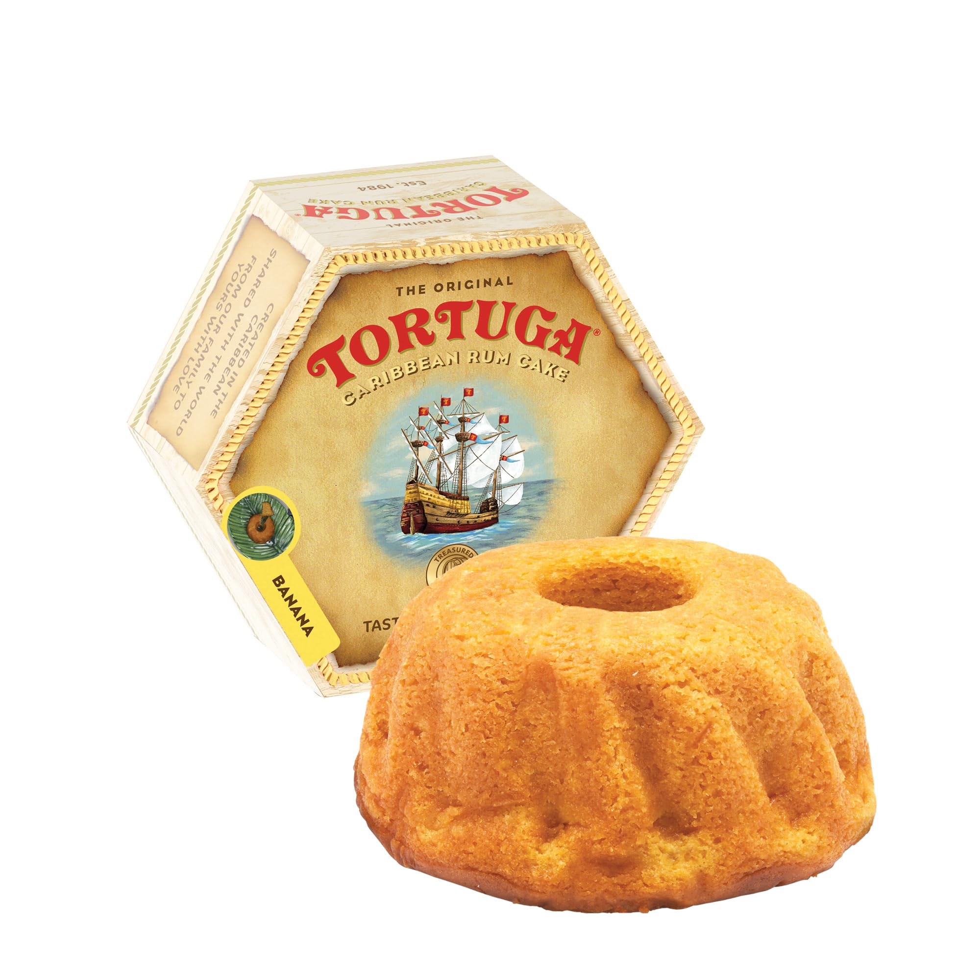 T Tortuga Caribbean Banana Rum Cake - Premium 16 oz Rum Cake for Gift Baskets - Perfect for Parties and Holidays