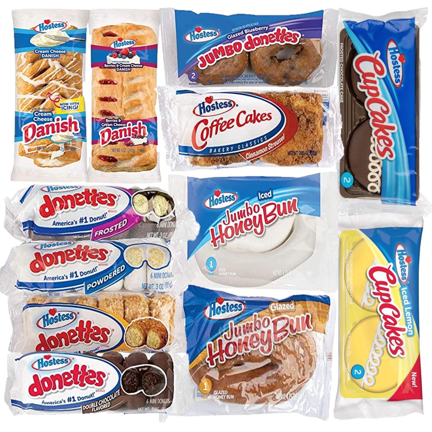 Hostess Variety Pack - Honey Buns, Coffee Cake, Donettes, Cakes, and Danish for Baking Enthusiasts | Perfect for Holida